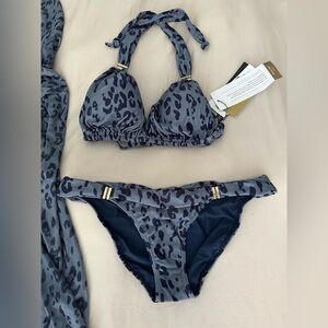 Vix Paula Hermanny- Grey Leopard Print Bikini Set - - NWT